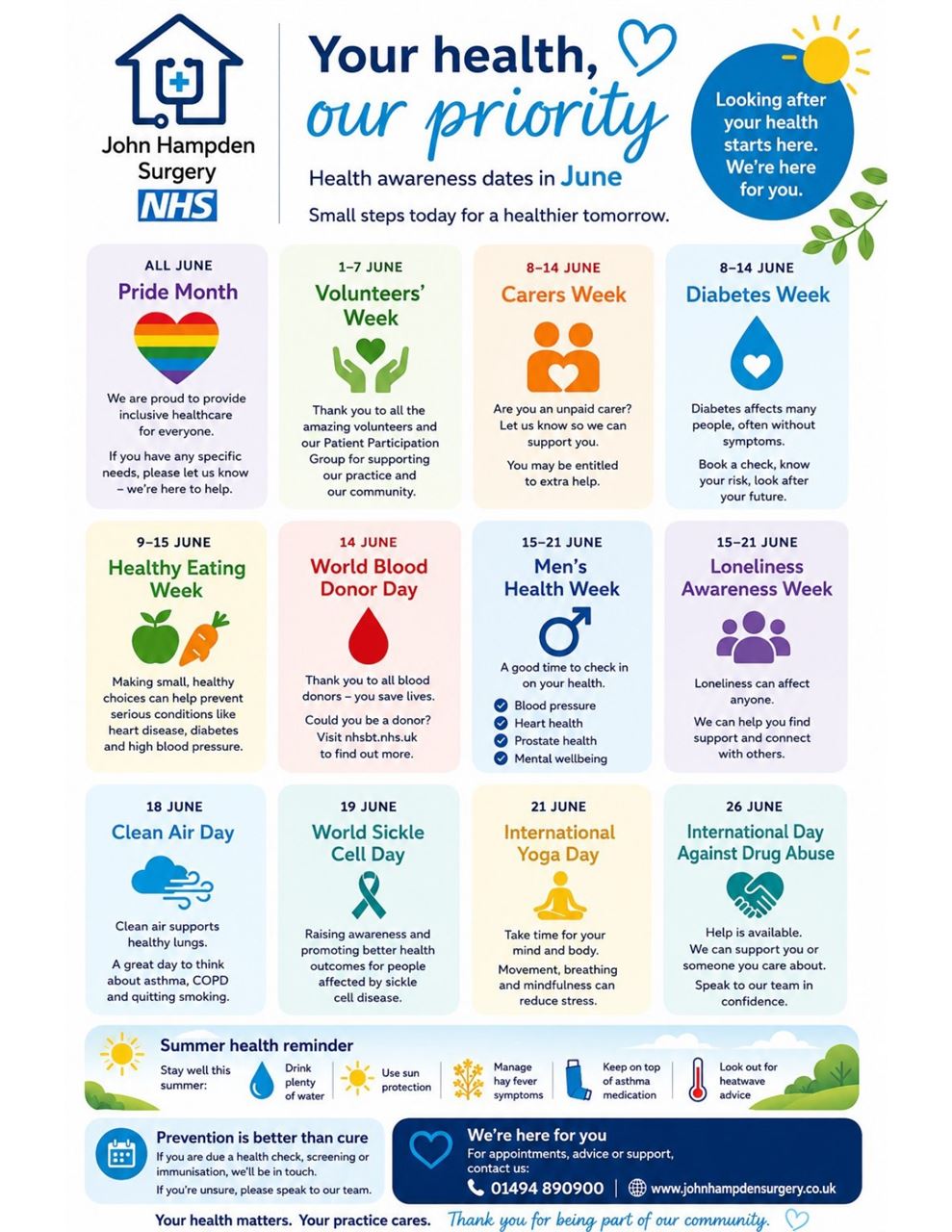 June Health Priorities Calender 